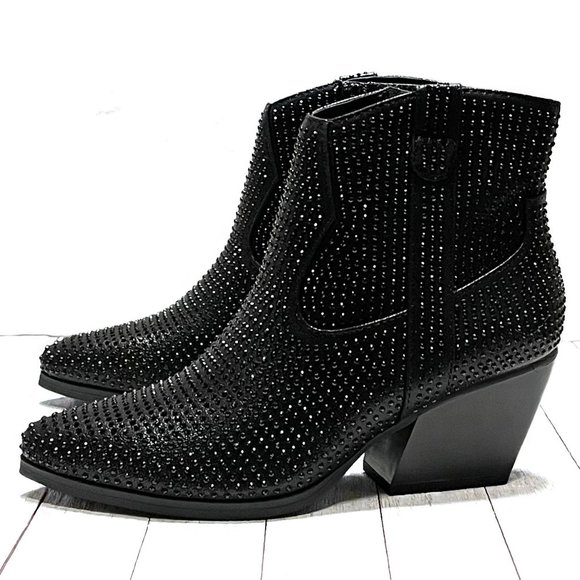 Ceinture Western BHW Noir à Paillettes Hairon - Boucle Blingy, Taille Large 33~37, Neuf Avec Défauts